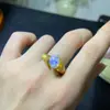 Anel de prata de lei com opala natural incrustada abertura feminina moda pedra principal 8x 10mm direto da fábrica atacado de fábrica