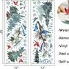 Pegatinas de Pared de Invierno Pino Acuarela Pájaro Rojo Pájaro Azul Copo de Nieve Pared de Fondo de Sala de Estar Papel Autoadhesivo Decoración Festiva Pegatinas de Pared