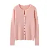 Nuevo Cárdigan de Cachemira para Mujer Otoño/Invierno 2026, Cárdigan de Punto Acanalado, Chaqueta Coreana de Manga Larga Ajustada con Botones