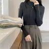 Camiseta Fina Semitransparente Capa Base 2026 Primavera, Otoño e Invierno Estilo Coreano Cuello Medio Alto Manga Larga Top, Ropa Interior Elegante y Ceñida