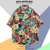 Camisa de Manga Curta Floral Vintage Estilo Hong Kong Masculina Chique Estilo Japonês Flor Havaiana Par Camisa Fina