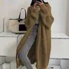 Nuevo y elegante cárdigan suéter largo hasta la rodilla estilo coreano para mujer para otoño e invierno, con corte relajado, estilo holgado y tejido de punto grueso, una opción de moda