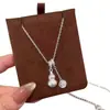 Nuevo Collar de Calabaza Cepillado Plateado Estilo Chino, Lujo Ligero, Sensación de Alta Gama, Cadena de Cuello Elegante, Cadena para Clavícula Estilo Minimalista Fresco de Nicho
