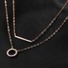 Coreano S925 Colar de camada dupla com laço de diamante Colar de uma palavra para mulheres Niche Design leve luxo clavícula suéter cadeia moda