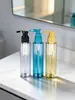Botella de loción tipo press, botella dispensadora de loción transparente, botella dispensadora de champú portátil para viajes, botella de plástico