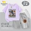 2025 Tongtongge Homem de Palito de Madeira Abstrato Shanhaijing Roupas de Manga Curta para Meninos e Meninas Conjuntos de Camisetas Estampadas e Shorts