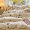Juego de cama de cuatro piezas de algodón lavado puro clase A, funda nórdica de dibujos animados, sábanas, dormitorio de estudiantes, algodón agradable para la piel, juego de tres piezas de funda nórdica individual