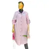 Moda Feminina Transfronteiriça Europeia e Americana Verão 2026 Novo Conjunto Elegante de Camisa Longa Listrada com Gravata e Calça de Pernas Largas