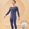 Roupa Íntima Térmica Sem Costura Escovada Masculina Lã Seda Top Forrado com Lã Espessado Outono Manga Comprida Ajuste Slim Conjunto Masculino