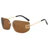 Nuevo Estilo Celebridad de Internet Transfronteriza Y2K Gafas de Sol sin Montura Cuadradas y Redondas para Hombres y Mujeres Tendencia de Gama Alta Lujo Ligero Gafas de Sol UV400