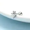 Aretes Perforados de Acero de Titanio Verticales para Agujeros de Oreja Aretes de Hélice de Acero Inoxidable con Circonita Joyería para Piercings Aretes de Flor para Labio con Rosca Externa