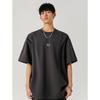 Camiseta de Manga Corta Desestructurada Gris Hierro para Hombre Diseño de Verano Sensación Moderna Atractiva Media Manga Estilo Americano Marca de Moda Ropa Pesada Holgada