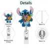 Nuevo Portapase de Insignia Retráctil y Giratorio de Acrílico Lindo Stitch con Purpurina Regalo Tarjeta de Identificación Hebilla de Fácil Extracción