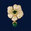 Broche Sombra de Peônia Dourado Vintage Estilo Palácio Broche de Flor Begônia com Contas Feminino de Luxo Leve Acessório de Pino com Design de Nicho