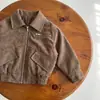 Conjunto de Jaqueta de Motociclista em Camurça de Outono para Bebês e Crianças Pequenas Jaqueta Retrô Conjunto de Calça Social Casual com Roupa Interna Listrada