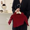 Suéter para meninas da Coreia do Sul 2025 novo outono e inverno cor sólida gola de renda suéter infantil base de tricô suéter infantil feminino