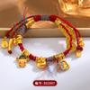 Atacado cor esmalte ouro antigo dinheiro dos cinco imperadores pequeno deus da riqueza enrolado pulseira Xizang literária vintage tecida à mão vermelha