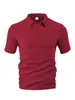 Roupas masculinas transfronteiriças verão europeu e americano fino respirável transpiração solta casual cor sólida tecido jacquard camisa polo masculina de manga curta