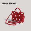 Bolso Cuadrado Pequeño Rojo Texturizado con Lunares Retro para Mujer 2026 Nuevo Diseño Lindo Dulce Genial Bolso de Hombro Bolso de Axila para Mujer