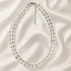 Moda Gelo Branco Cristal Vidro Alta Transparência Redondo Contas Colar Versátil Simples Redondo Contas Corrente Clavícula Luxo Leve Feminino