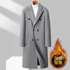 Nuevo Abrigo de Lana para Hombre de Otoño e Invierno Transfronterizo, Largo por Encima de la Rodilla, Doble Botonadura, Acolchado, Espesado