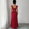 Vestido Rojo de Lunares sin Espalda de Venta Caliente 2026 para Mujer, Nuevo Estilo de Verano, Ceñido a la Cintura, Adelgazante, Estilo para Vacaciones en la Playa Vestido Largo