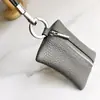 Bolsa para llaves de cuero PU fresca estilo japonés con patrón de lichi, Portallaves portátil anti-pérdida, Billetera portátil para mujer