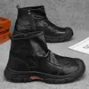 Botas Martin de otoño para hombre, talla grande, estilo workwear, antideslizantes, resistentes al desgaste, zapatos de cuero de caña alta de moda, botas de trabajo casuales, talla 45