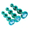 Nuevo Enchufe Anal Metálico de Tres Bolas Azul-Verde para Jardín Trasero Productos Eróticos SM para Hombres y Mujeres Adultos Juguete Masturbación Coqueteo Enchufe Anal