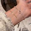 Exquisita pulsera de círculo de circonita en oro rosa, pulsera de cadena pequeña suave retro francesa, joyería de Dongdaemun