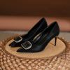 Sapatos Femininos 2025 Primavera e Verão Couro Macio Salto Alto Feminino Primavera Huizhou Sapatos Femininos Lindo Sapato Solo Estilo Primavera 2025 Sapatos Femininos