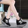 Tênis casual com cadarço de estilo coreano para primavera e verão, salto ultra alto de 10 cm, sola grossa, altura oculta para aumentar, respirável, sapatos femininos, sapatos de lona, sapatos de camada única