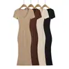 Vestido Ajustado de Cuello en V Estilo Ligeramente Maduro para Mujer, Vestido Base Adelgazante de Gama Alta para Verano, Vestido Largo Sexy para Chicas Atrevidas
