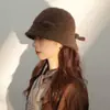 Sombrero de Pescador de Punto Melard de Gran Circunferencia para Mujer, Sombrero Cubo Vintage Cálido de Otoño e Invierno que Hace que la Cara Parezca Más Pequeña