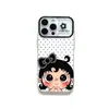 Estojo de Menina com Laço de Strass e Bolinhas para Apple 17ProMax, Capa de Celular iPhone18 Estilo Menina Doce
