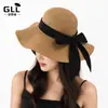 Sombrero de Pescador de Paja con Protección Solar de Verano para Mujer, Stock Listo de Fábrica, Sombrero de Cubo con Visera de Lazo, Circunferencia de Cabeza Grande, Sombrero de Cubo de Paja de Papel