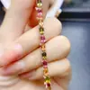 Atacado de Fábrica Popular Pulseira de Turmalina Natural com Cravação em Prata S925 Pedra Principal 3*4 Joias de Luxo Venda Direta da Fábrica