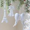 Nuevo producto transfronterizo: decoración navideña, alce blanco flocado, copo de nieve, colgante, decoración para árbol de Navidad, colgante, foto.