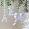 Decoraciones Navideñas Nuevas Transfronterizas Copo de Nieve Blanco Flockado Estrella de Cinco Puntas Tridimensional Colgante para Árbol Decoración Navideña
