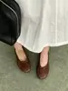 Zapatos de Salón Bajos de Piel de Cordero Estilo Francés para Mujer Punta Redonda Tacón Grueso Lazo Zapatos de Ballet para Viajes Zapatos Mary Jane Calzado para Mujer