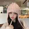 Novo Chapéu de Lã de Cor de Inverno Feminino Estilo Coreano Fashion Showy Face Pequeno Capuz À Prova de Frio Quente Proteção para Orelhas Chapéu de Tricô