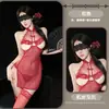 Lencería Sexy Night Cat: Seductora y Pura Seducción, Malla Transparente, Cheongsam Bordado Vintage, Uniforme de Pecho Abierto Tentación Ropa de Dormir