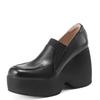 Estación Europea Plataforma Plataforma Zapatos Pequeños de Cuero para Mujer 2025 Nuevo Combinan con Todo Primavera Tacón de Cuña Muy Alto Combinan con Todo Perezosos de Una Sola Capa
