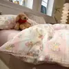 Juego de ropa de cama de cuatro piezas de gasa de doble capa transpirable 100% algodón Clase A, funda de edredón de algodón puro, juego de sábanas de tres piezas, juego de ropa de cama estilo ins
