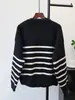 Cardigan de Lã Tricotado Macio e Ceroso com Listras Casuais, Lançamento Outono/Inverno 2025, Estilo Coreano, Suéter Jaqueta Solto e Versátil para Mulheres