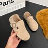 Zapatos Planos para Mujer de Piel Suave Mate 2026 Nuevo Retro Artístico Piel Genuina Slip-On Punta Grande Felpa Zapatos Birkenstock