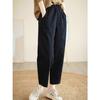 Pantalones Casuales de Algodón Lavado para Mujer Primavera y Otoño Retro Pantalones Estilo Scimitar Pequeños Cintura Elástica Adelgazantes Color Sólido Versátiles Pantalones Cortos