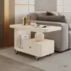 Carrinho com Rodízios para Mesa de Centro Móvel Estilo Creme para Casa 2025 Novo Modelo Luxo Leve High-End Minimalista Mesa de Centro para Sala de Estar