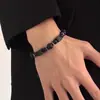 Pulsera Cuadrada de Lava Volcánica Explosiva Transfronteriza Pulsera para Hombres y Mujeres Abalorios de Cristal Negro Mate Pulsera Ajustable
