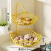Estante de almacenamiento de cesta de verduras para cocina, organizador de doble capa para jengibre y ajo en encimera, cesta de almacenamiento multifuncional para frutas y verduras para el hogar